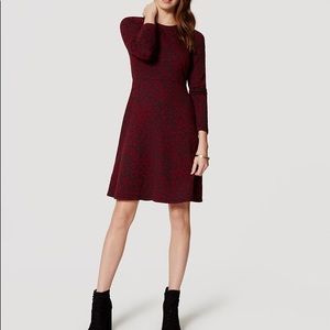 Loft Crimson Floral Jacquard Dress